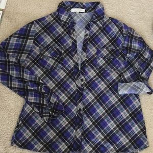 Purple and Black Plaid Shirt